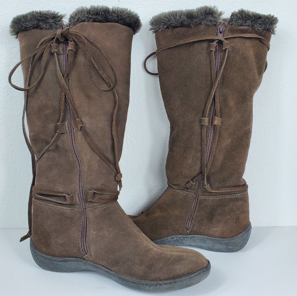Banana Republic Suede Sherpa Lace Zipper Boots - Picture 2 of 8